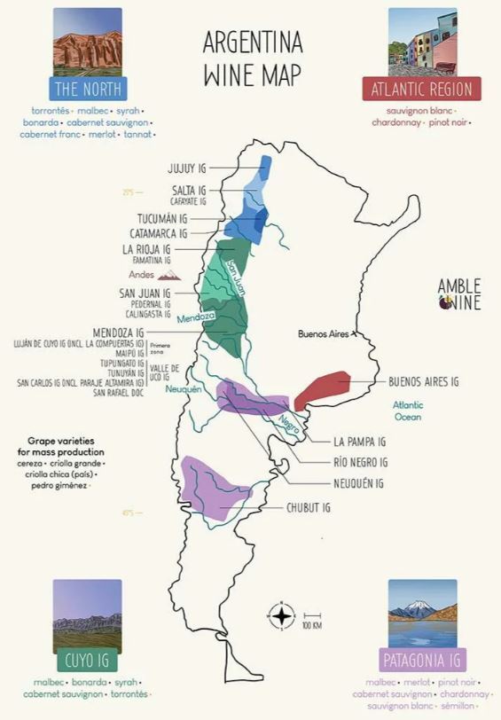Карта винных регионов Аргентины